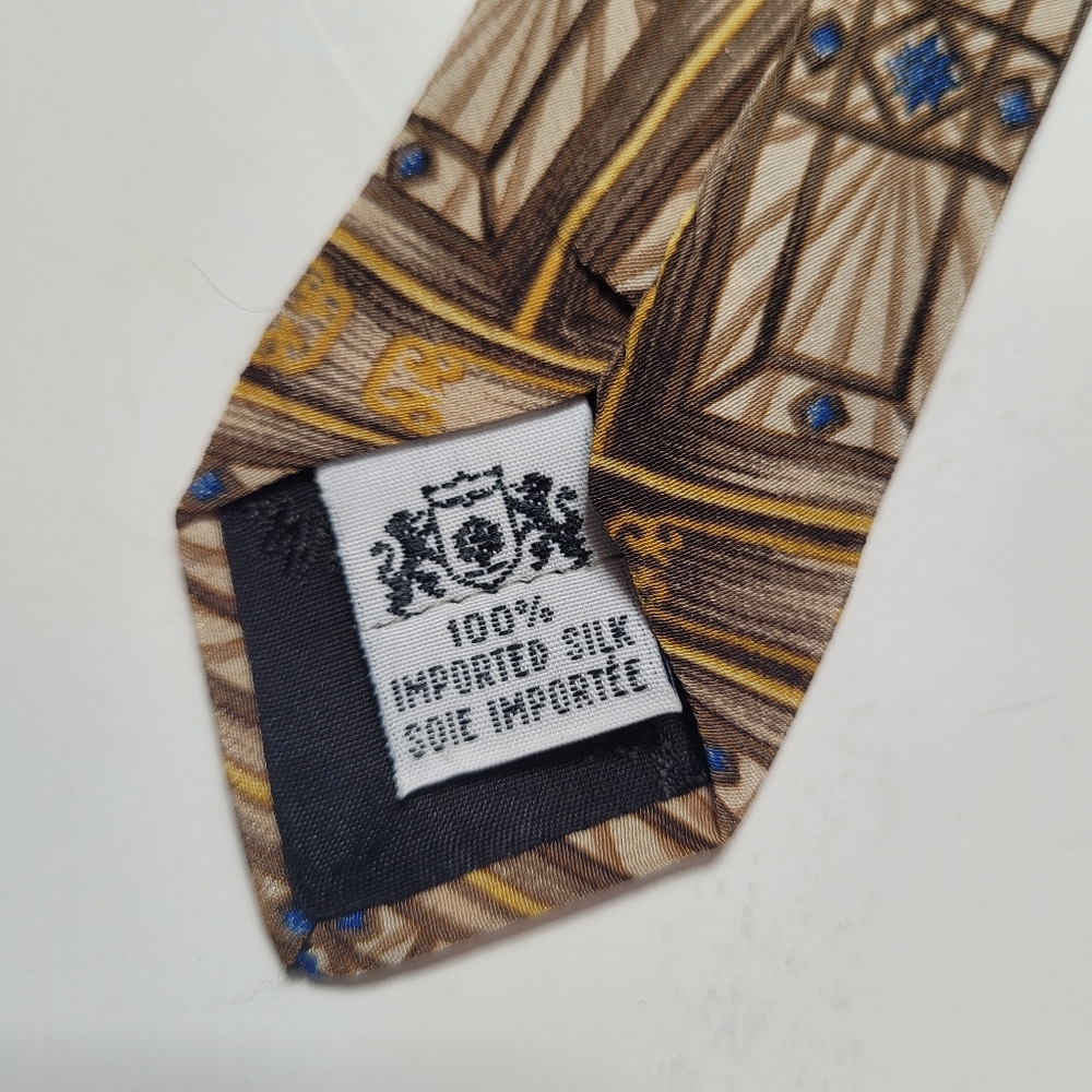 Metropolitan Museum of Art brown and blue silk necktie - Picture 5 of 6